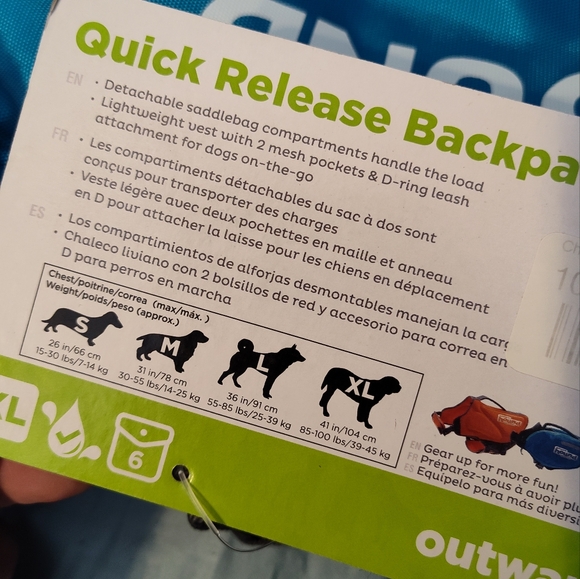 NWT!! Outward Hound Quick Release Backpack for Dogs - Picture 7 of 8